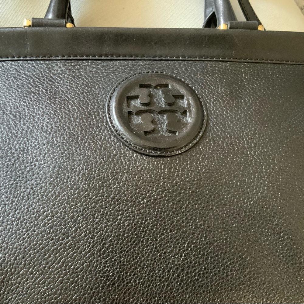 TORY BURCH RARE HANNAH SATCHEL SHOULDER BAG BLACK - Picture 5 of 8